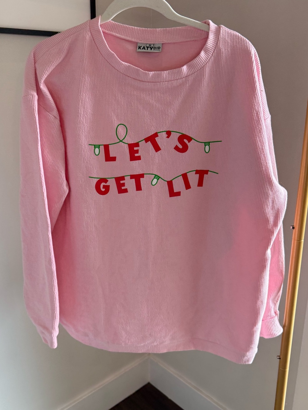 Katydid Pink Holiday 'Let's Get Lit' Graphic Sweatshirt